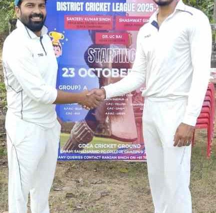 गाजीपुर डिस्ट्रिक्ट क्रिकेट लीग 2025 के तीसरे मैच में माँ भागीरथी क्लब की टीम विजयी।